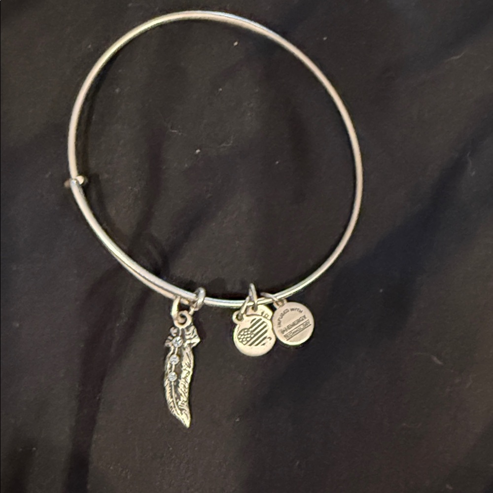 Alex and Ani Silver Feather Charm Bracelet